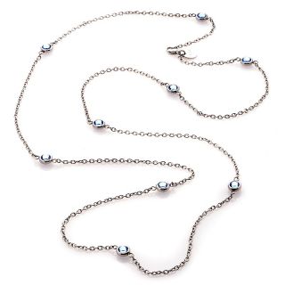 Stately Steel Crystal Station Cable Link 36 Necklace