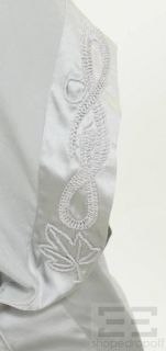 Elissa Coleman Gray Silk Embroidered Snap Waist Sleeveless Dress Size