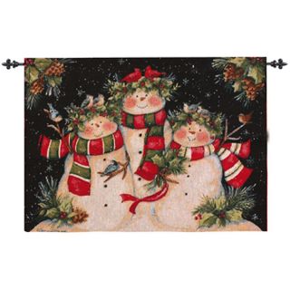 Home Home Décor Throw Blankets Three Snowmen Tapestry with Rod