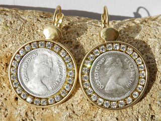 Vtg Intaglio Elizabeth II 1984 Coin Silver 925 Gold Plated 24K