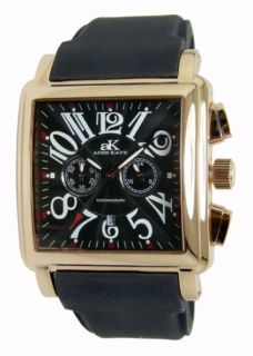 Adee Kaye Mens Blue Dial Square Rose Gold Tone Chronograph Watch
