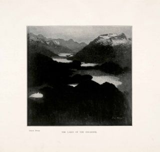 1903 Print Engadine Lakes Simon Bussy Switzerland Swiss Alps Inn River