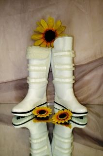 Ernesto Dolani 5085 White Leather Fur Lined Boots 37 7