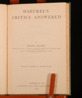 1903 Haeckels Critics Answered J McCabe Rationalism