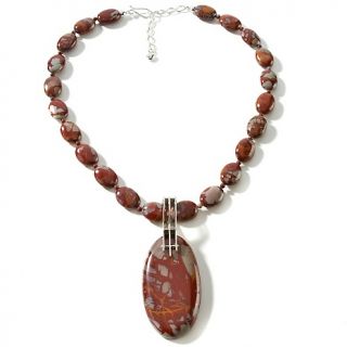  Jay King Noreena Jasper Sterling Silver Pendant with 19 Bead Necklace