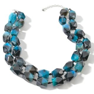  Jay King Icy Blue Agate Sterling Silver 2 Row 17 1/2 Beaded Necklace