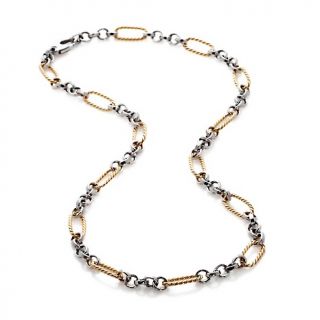 Jewelry Necklaces Chain 14K Gold 2 Tone Station Link 17 Necklace