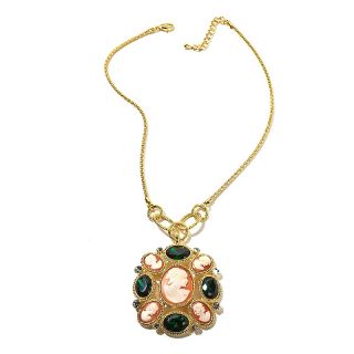  Multi Cameo and Crystal Goldtone 18 Necklace