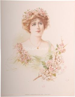 1904 Artist Signed Victorian Print Actress Ellen Terry