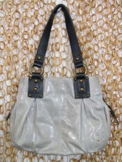Ellington Womens Gray Black Leather Small Handbag Shoulder Purse Bag