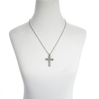 Mens Stainless Steel 2 Tone Cross Pendant with 24 Chain