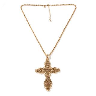  Susan Lucci Crystal Goldtone Filigree Cross Pendant with 24 Chain