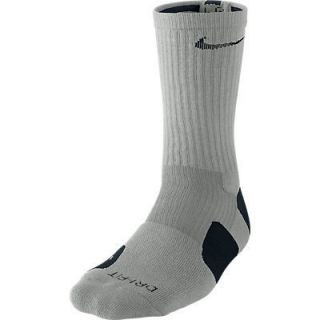 Nike Dri Fit CREW ELITE Basketball Socks Med Grey Black SX3692 080 Sz