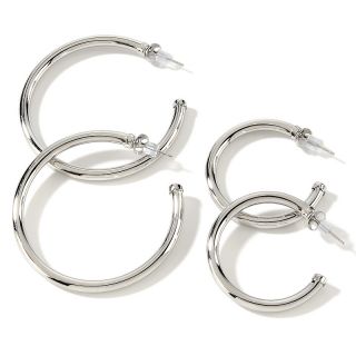 Stately Steel 2 Tone Twisted Ribbon Hoop Earrings