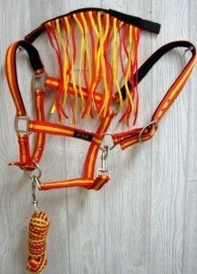 Nylon Halter Pony Horse Fly Whisk Lead Rope Yellow Red
