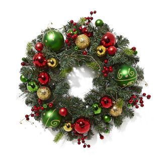 Winter Lane Battery Operated 24 LED Wreath with Ornaments