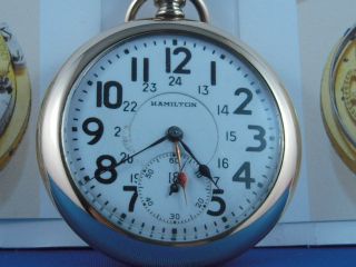 Hamilton 2 Time Zone Pocket Watch 992B 1940s Era Serviced PTC