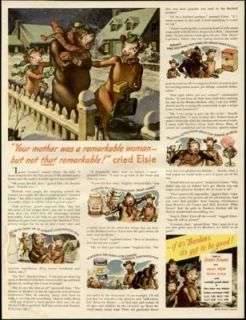 Elsie The Cow and Elmer The Bull in 1945 Borden Milk Advertisement