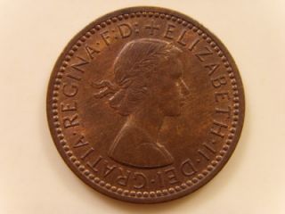 1955 Farthing Queen Elizabeth II British Coin Farthing