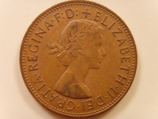 1966 one penny queen elizabeth ii british coin