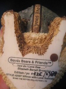 Boyds Bears Friends Wilson with Love Sonnets 1993