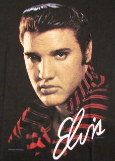 Elvis Presley Portrait T Shirt Black Tee Size Large Vintage The King