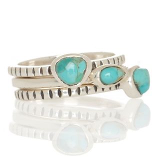 Studio Barse Set of Three Gemstone Sterling Silver Stackable Rings at