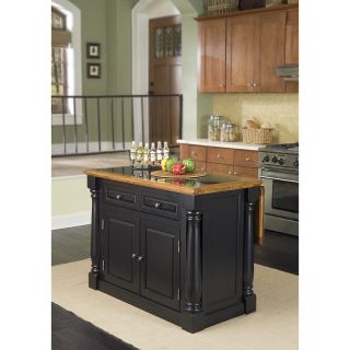 Home Styles Monarch Kitchen Island   Black with Black Granite Inset at