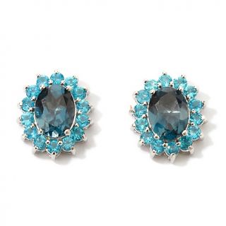 London Blue Topaz Neon Blue Apatite Silver Earrings   3.8ct