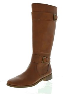Ellen Tracy New Baxter Brown Leather Buckle Knee High Riding Boots