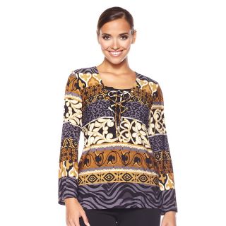 CSC® studio Moroccan Mix Long Sleeve Lace Front Tunic at
