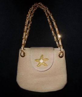 Eric Javits Mini Squishee Star Handbag Purse Natural  $