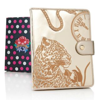 Sharif Embroidered Cougar Timepiece Print Leather E Tablet Case