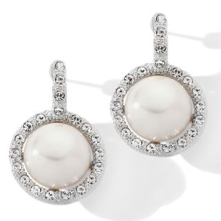  freshwater pearl and clear crystal silvertone earrings rating 6 $ 31