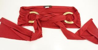 Eva Varro Womens Red Fabric Sash Belt with Brass Oval Ring Buckle