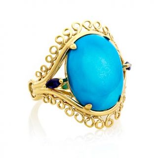 Heritage Gems White Cloud Turquoise and Iolite Vermeil Ring