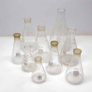 Lot of 9 PYREX Corning Flask Erlen Erlenmeyer Lab Glass 2000ml 1000