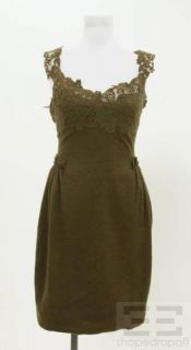 Ermanno Scervino Army Green Cashmere Lace Dress Size 42 New $2160