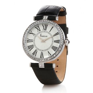 Jewelry Watches Womens Freelook White Dial Crystal Bezel Black