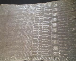 Shimmering 1920 Cream Silvery Silver Foil Assuit Shawl with Figures