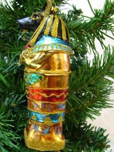 Gold Colored Egyptian Anubis Statue Christmas Tree Ornament.