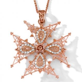 Dallas Prince Designs .48ct Diamond Vermeil Maltese Cross Pin/Penda