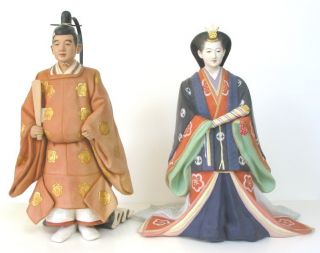 Hakata Doll Set Japanese Emperor Akihito and Empress Michiko Very RARE
