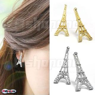 Fashion Women Ladies Vintage Eiffel Tower Stud Earrings 2 Colors