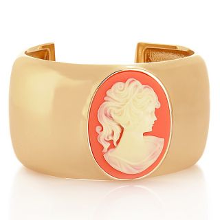 Princess Amanda Alla Carnelian Color Goldtone Cuff Bracelet