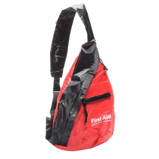 red first aid bag is a sling type bag that makes it easy and