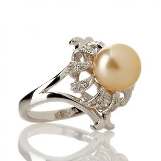 Imperial Pearls 9 10mm Cultured Golden South Sea Pearl and White Topaz