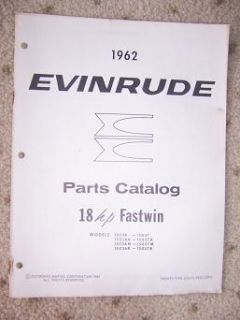 1962 Evinrude Outboard Parts Catalog 18 HP Fastwin W