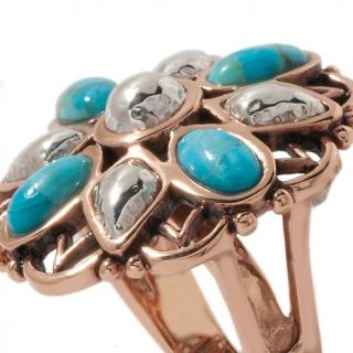 Studio Barse Turquoise Floral Copper and Sterling Silver Ring