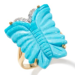 Cloud Turquoise Diamond Accented Vermeil Butterfly Ring